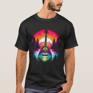 Hippie Gitaar Maan I Gitarist Muzikant Vredesteken T-shirt