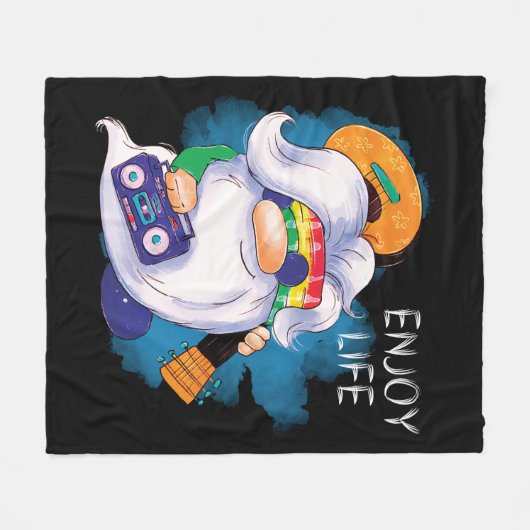 Hippie Gnome: Geniet van het leven Fleece Deken (Voorkant (Horizontaal))