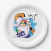 Hippie Gnome: Geniet van het leven Papieren Bordje (Voorkant)