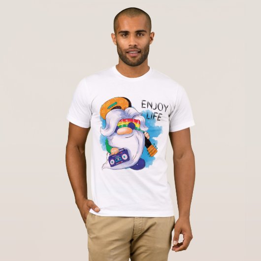 Hippie Gnome: Geniet van het leven T-shirt (Voorkant volledig)