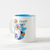 Hippie Gnome: Geniet van het leven Tweekleurige Koffiemok (Voorkant links)