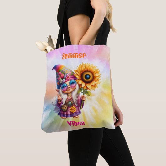 Hippie Gnome Summer Vibes Tote Bag (Dichtbij)