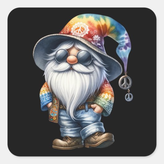 Hippie Gnome Vierkante Sticker (Voorkant)