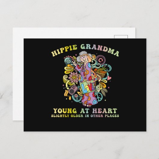 Hippie Grandma Briefkaart (Voorkant / Achterkant)