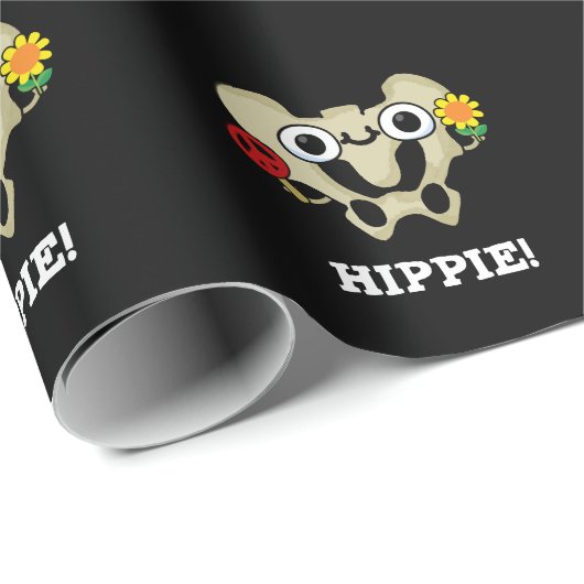 Hippie Grappig Hip Bone Pun Donker BG Cadeaupapier (Rol Hoek)