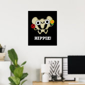 Hippie Grappig Hip Bone Pun Donker BG Poster (Thuiskantoor)