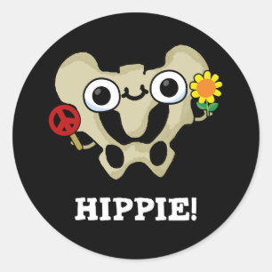 Hippie Grappig Hip Bone Pun Donker BG Ronde Sticker