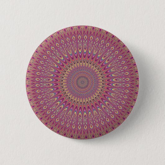 Hippie grid mandala ronde button 5,7 cm (Voorkant)