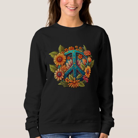 Hippie Groovy 70 s Hippy Peace Sign Graphic Womens Trui (Voorkant)