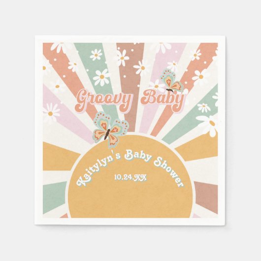 Hippie Groovy Baby Retro 70-zonneschijndagen Servet (Voorkant)