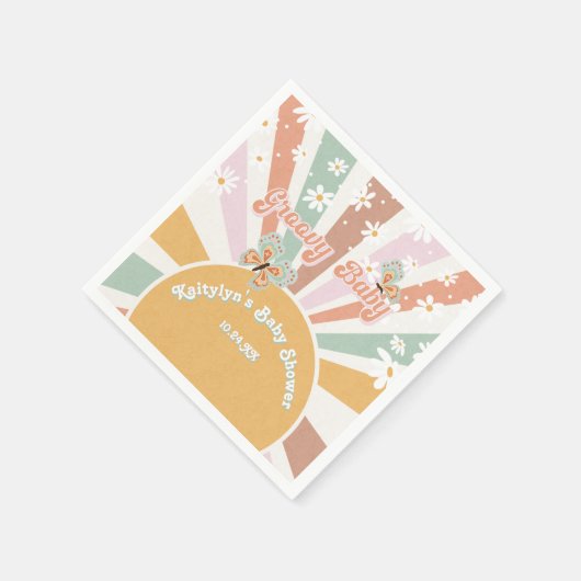 Hippie Groovy Baby Retro 70-zonneschijndagen Servet (Hoek)