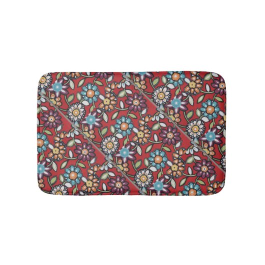 hippie groovy bloemen rood badmat (Voorkant)