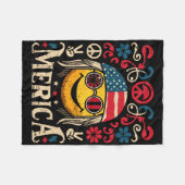 Hippie Groovy Face 4 juli Amerikaanse vlag Groovy Fleece Deken (Voorkant (Horizontaal))