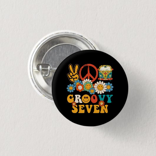 Hippie Groovy Flowe Ronde Button 3,2 Cm (Voorkant /achterkant)