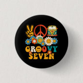Hippie Groovy Flowe Ronde Button 3,2 Cm (Voorkant)