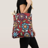 hippie groovy flower power tote bag (Dichtbij)