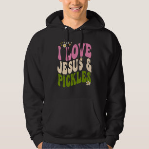 Hippie Groovy Ik hou van augurken & Jezus Augurk R Hoodie