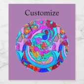 Hippie groovy lavender Thunder_Cove Wijn Etiket (Enkel label)
