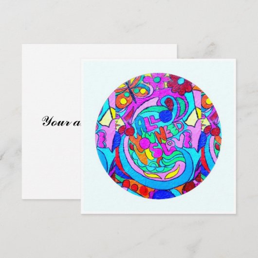 hippie groovy liefde aankondiging (Voorkant / Achterkant)