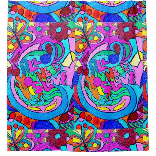 hippie groovy liefde douchegordijn (Voorkant)