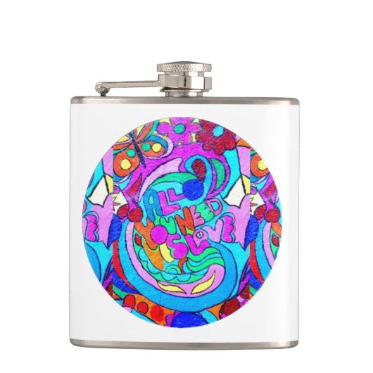 hippie groovy liefde heupfles (Voorkant)