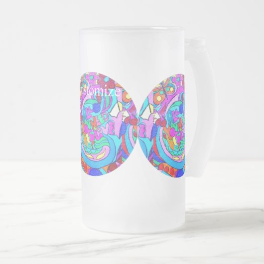 hippie groovy liefde matglas bierpul (Voorkant rechts)