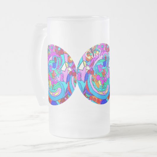 hippie groovy liefde matglas bierpul (Voorkant links)