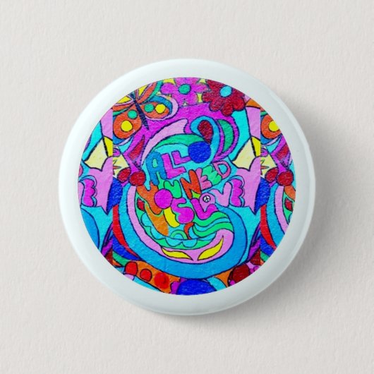 hippie groovy liefde ronde button 5,7 cm (Voorkant)