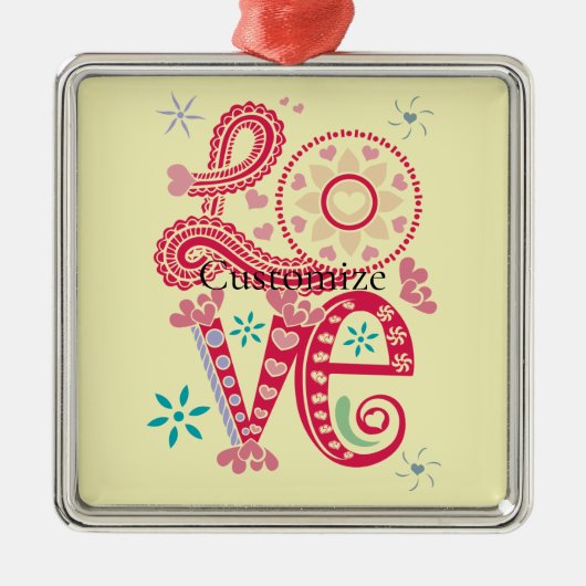 Hippie Groovy Liefdesbord Thunder_Cove Metalen Ornament (Voorkant)