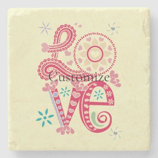 Hippie Groovy Liefdesbord Thunder_Cove Stenen Onderzetter (Voorkant)