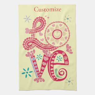 Hippie Groovy Liefdesbord Thunder_Cove Theedoek