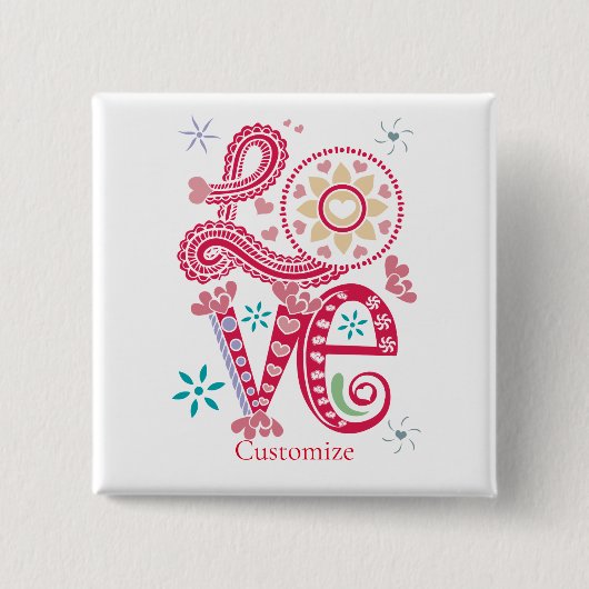 Hippie Groovy Liefdesbord Thunder_Cove Vierkante Button 5,1 Cm (Voorkant)