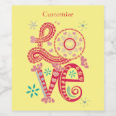 Hippie Groovy Liefdesbord Thunder_Cove Wijn Etiket (Enkel label)