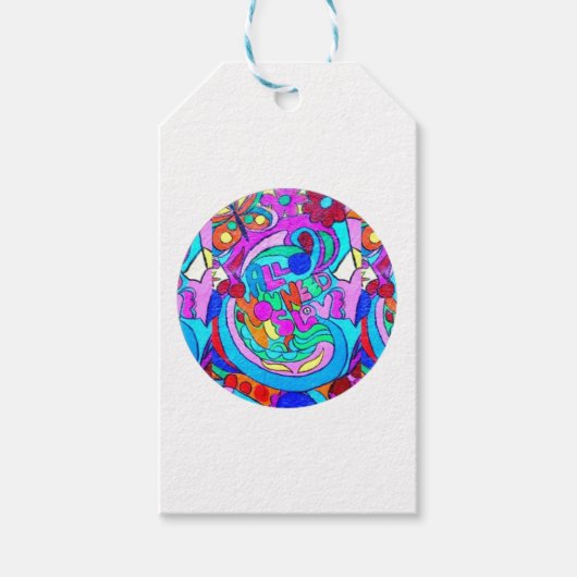 hippie groovy liefdescirkel cadeaulabel (Voorkant)