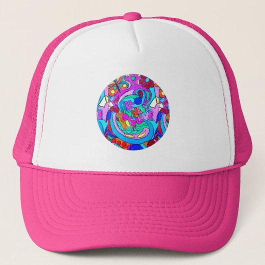 hippie groovy liefdescirkel trucker pet (Voorkant)