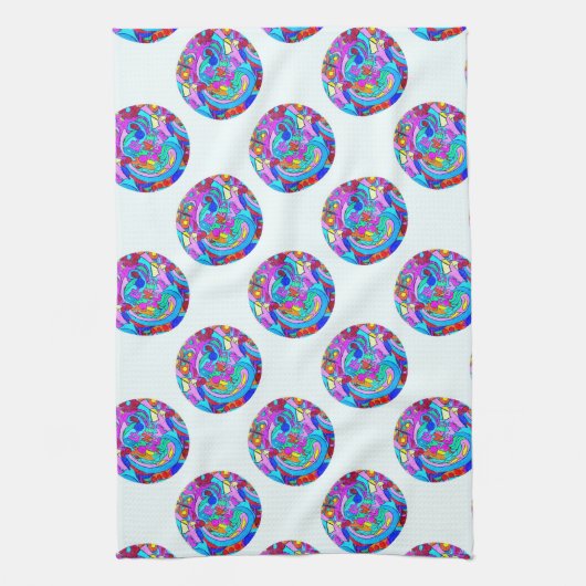 hippie groovy liefdeskringen theedoek (Verticaal)