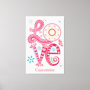 Hippie Groovy Love Teken Thunder_Cove Canvas Afdruk