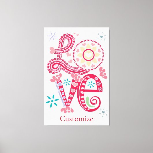 Hippie Groovy Love Teken Thunder_Cove Canvas Afdruk (Voorkant)