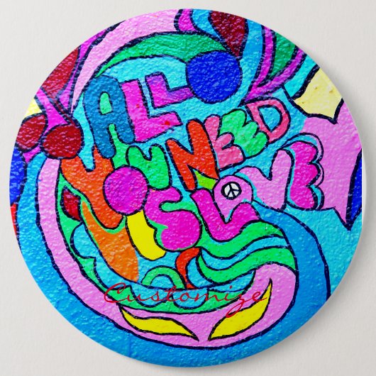 Hippie groovy love Thunder_Cove Ronde Button 6,0 Cm (Voorkant)