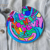 Hippie groovy love Thunder_Cove Ronde Button 6,0 Cm (In situ)
