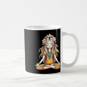 Hippie Groovy Meisje Volledige Lotus Yoga Pose Kun Koffiemok