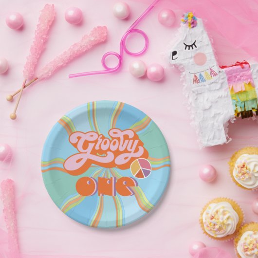 Hippie Groovy One Paper Borden Papieren Bordje (Feest)