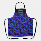 Hippie Groovy Patroon Blauw Paarse Gepersonaliseer Schort (Voorkant)