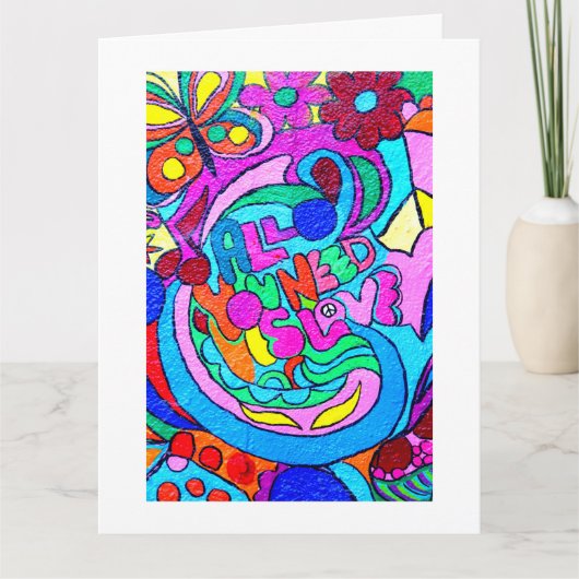 Hippie groovy peace and love kaart (Voorkant)