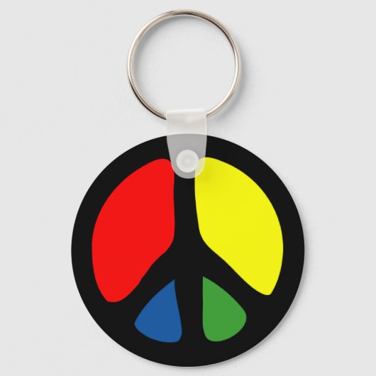 Hippie Groovy Peace Symbol Sleutelhanger (Voorkant)