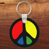 Hippie Groovy Peace Symbol Sleutelhanger (Voorkant)