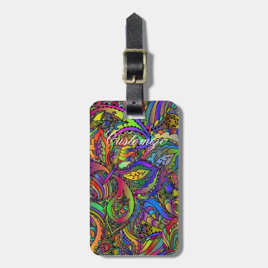 Hippie Groovy Psychedelic Design Thunder_Cove Bagagelabel (Voorkant verticaal)
