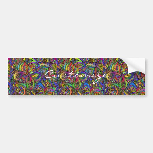 Hippie Groovy Psychedelic Design Thunder_Cove Bumpersticker (Voorkant)