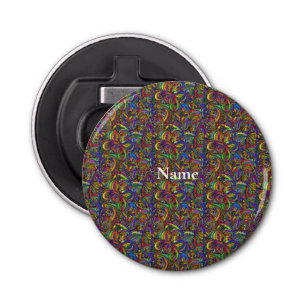 Hippie Groovy Psychedelic Design Thunder_Cove Button Flesopener