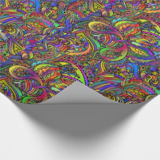 Hippie Groovy Psychedelic Design Thunder_Cove Cadeaupapier (Hoek)